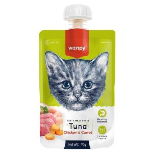 Wanpy Ton Balıklı Tavuklu ve Havuçlu Ezme Kedi Ödül Maması 90gr